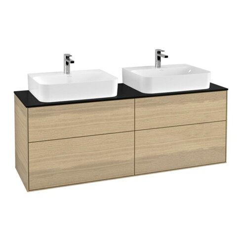 V&B Waschtischunterschrank Wandbeleuchtung Finion 160x60,3cm, Abd.-Pl. bla m, Oak Veneer