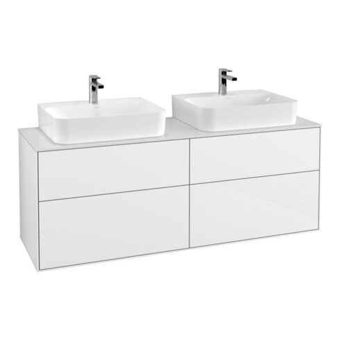 V&B Waschtischunterschrank Wandbeleuchtung Finion 160x60,3cm, Abd.-Pl. wh. m, glo wh. Lac