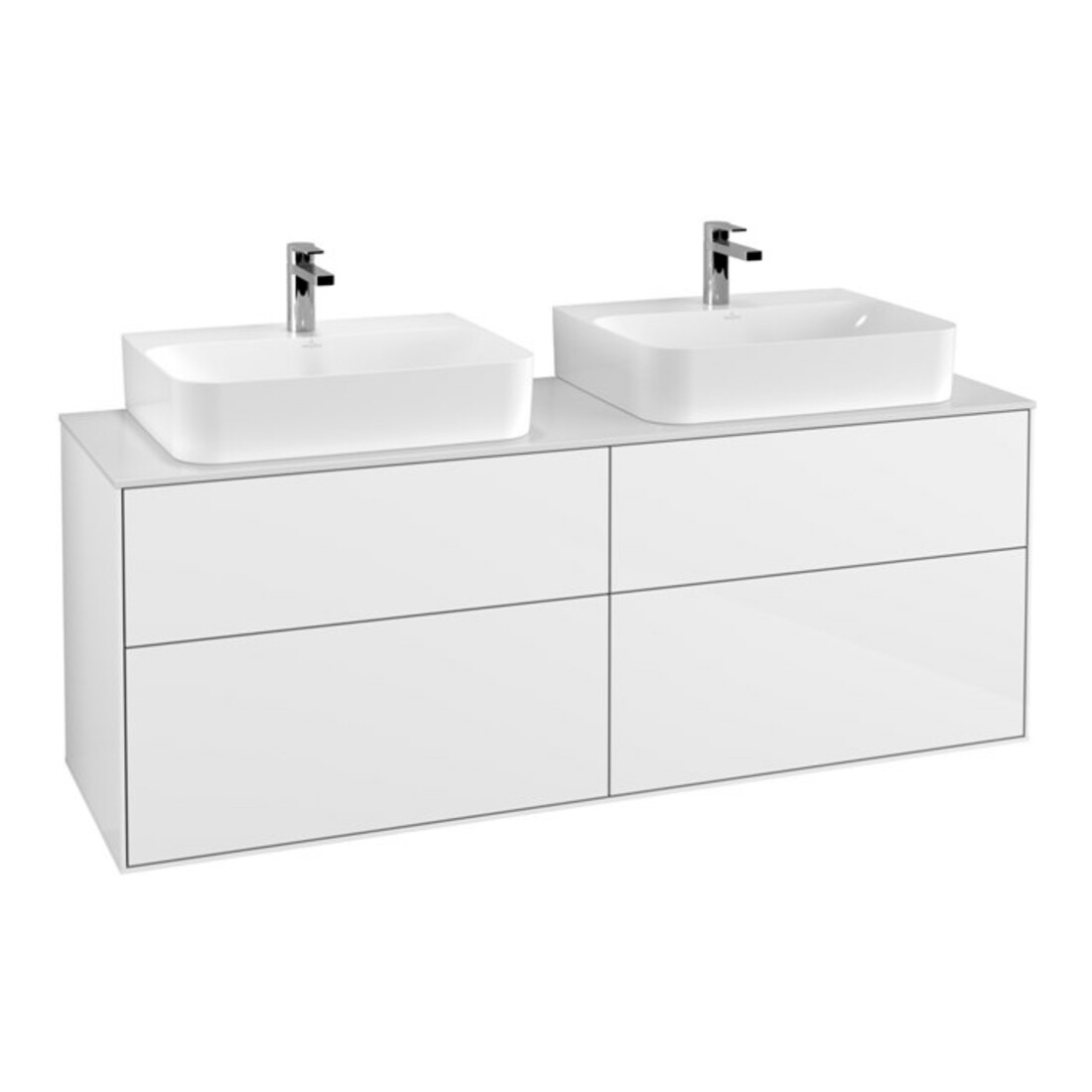 V&B Waschtischunterschrank Wandbeleuchtung Finion 160x60,3cm, Abd.-Pl. wh. m, glo wh. Lac