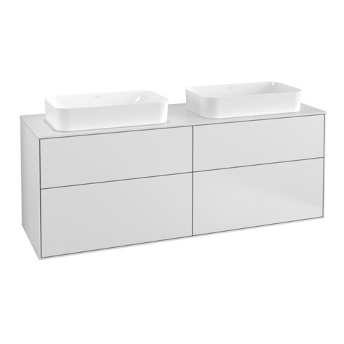 V&B Waschtischunterschrank Wandbeleuchtung Finion 160x60,3cm, Abd.-Pl. wh. m, wh. m Lac