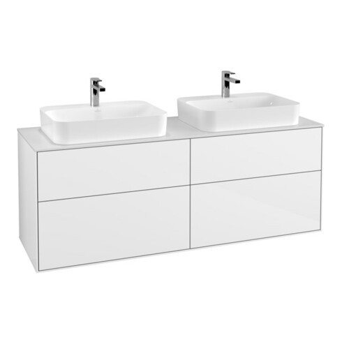 V&B Waschtischunterschrank Wandbeleuchtung Finion 160x60,3cm, EM, Pl wh. m, glo wh. Lac