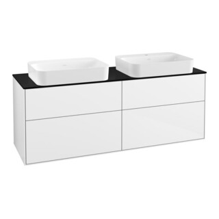 V&B Waschtischunterschrank Wandbeleuchtung Finion 160x60,3x50,1cm, Gl. bla m, glo wh. Lac