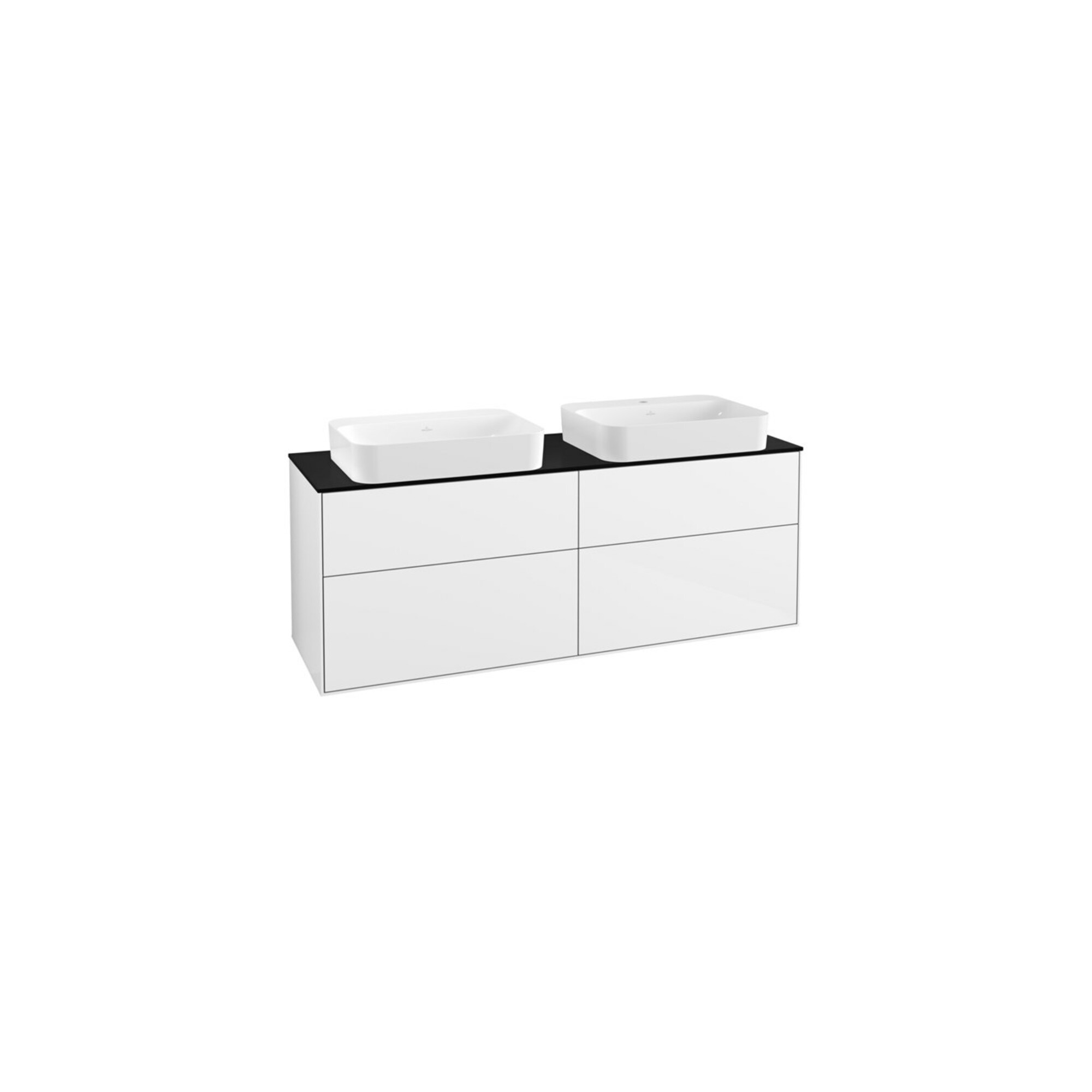 V&B Waschtischunterschrank Wandbeleuchtung Finion 160x60,3x50,1cm, Gl. bla m, glo wh. Lac ; Villeroy & Boch