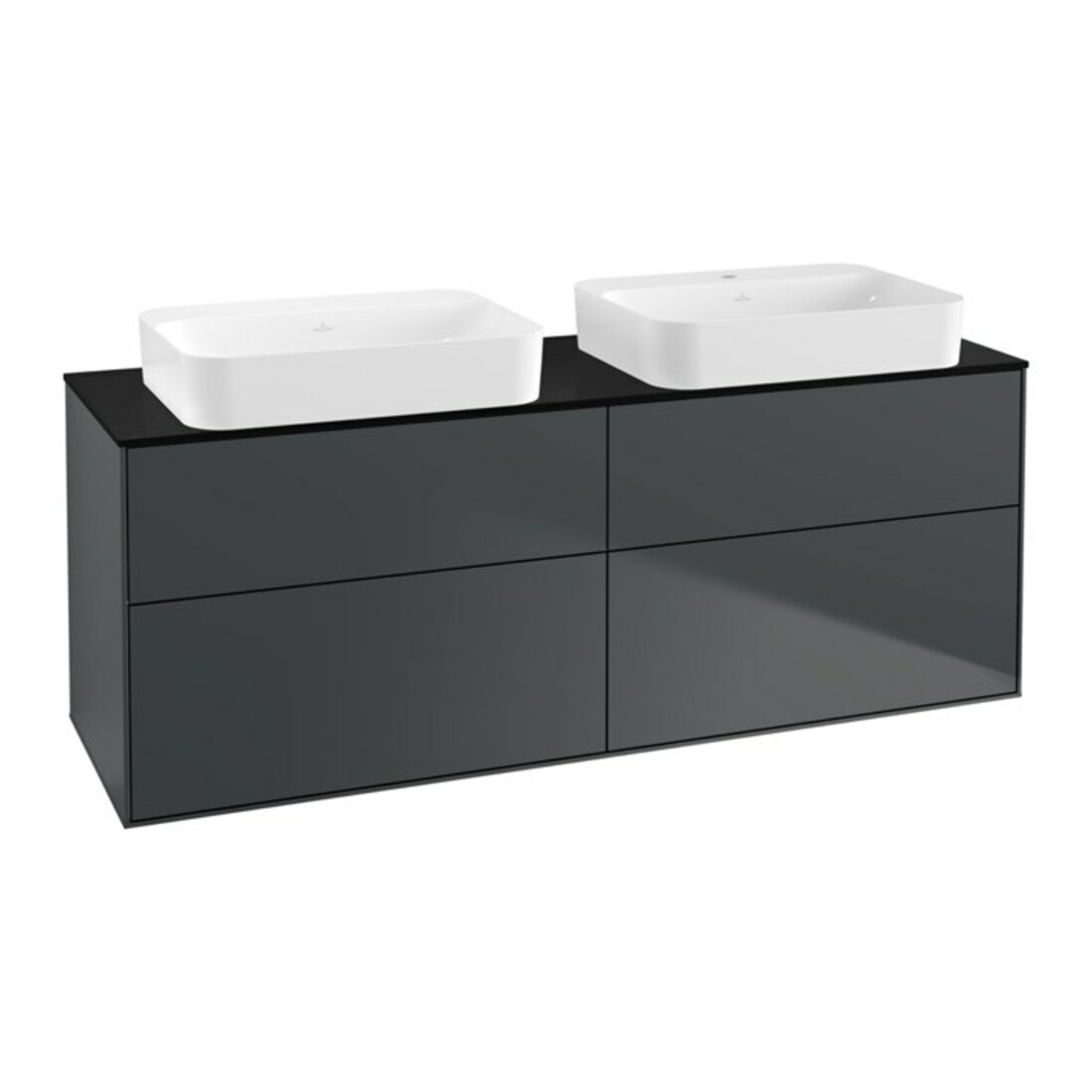 V&B Waschtischunterschrank Wandbeleuchtung Finion 160x60,3x50,1cm, Gl. bla m, md bl. m Lac