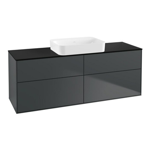 V&B Waschtischunterschrank Wandbeleuchtung Finion 160x60,3x50,1cm, Gl. bla m, md bl. m Lac
