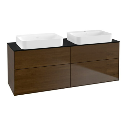 V&B Waschtischunterschrank Wandbeleuchtung Finion 160x60,3x50,1cm, Gl. bla m, wal veneer