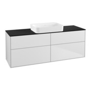 V&B Waschtischunterschrank Wandbeleuchtung Finion 160x60,3x50,1cm, Gl. bla m, wh. m Lac