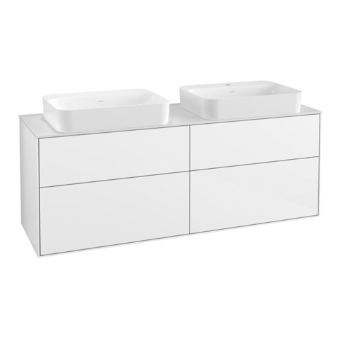 V&B Waschtischunterschrank Wandbeleuchtung Finion 160x60,3x50,1cm, Gl. wh. m, glo wh. Lac