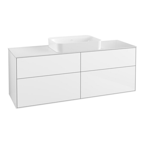 V&B Waschtischunterschrank Wandbeleuchtung Finion 160x60,3x50,1cm, Gl. wh. m, glo wh. Lac