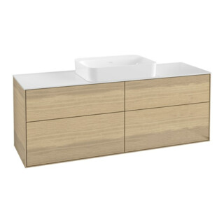 V&B Waschtischunterschrank Wandbeleuchtung Finion 160x60,3x50,1cm, Gl. wh. m, Oak Veneer