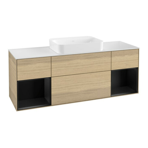 V&B Waschtischunterschrank Wandbeleuchtung Finion 160x60,3x50,1cm, Reg bla m Lac, Oa ven