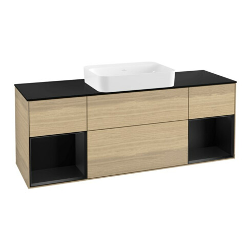 V&B Waschtischunterschrank Wandbeleuchtung Finion 160x60,3x50,1cm, Reg bla m Lac, Oa ven