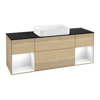 V&B Waschtischunterschrank Wandbeleuchtung Finion 160x60,3x50,1cm, Reg glo wh. Lac, Oa ven