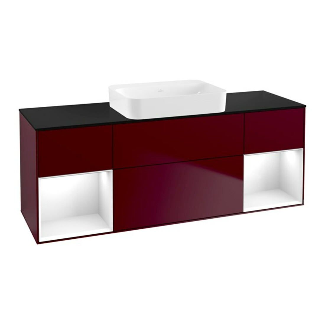 V&B Waschtischunterschrank Wandbeleuchtung Finion 160x60,3x50,1cm, Reg glo wh. Lac, Peo m