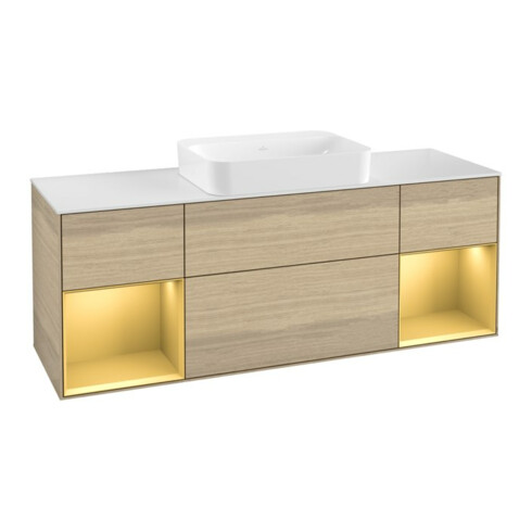 V&B Waschtischunterschrank Wandbeleuchtung Finion 160x60,3x50,1cm, Reg gol m Lac, Oa ven