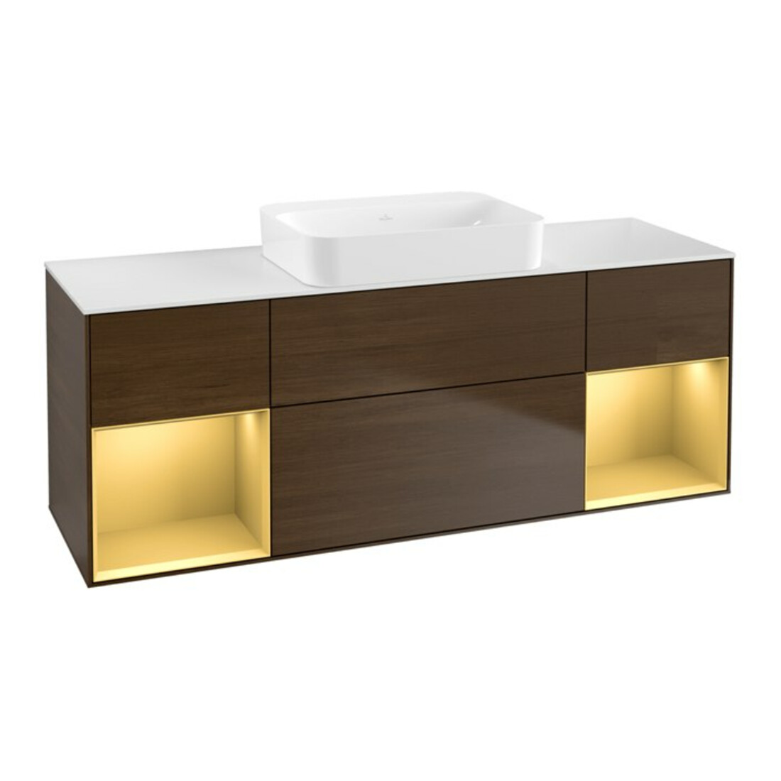 V&B Waschtischunterschrank Wandbeleuchtung Finion 160x60,3x50,1cm, Reg gol m Lac, wal ven