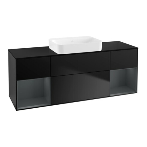 V&B Waschtischunterschrank Wandbeleuchtung Finion 160x60,3x50,1cm, Reg md m Lac, bla m Lac