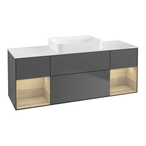 V&B Waschtischunterschrank Wandbeleuchtung Finion 160x60,3x50,1cm, Reg Oa ven, Anthrac. m