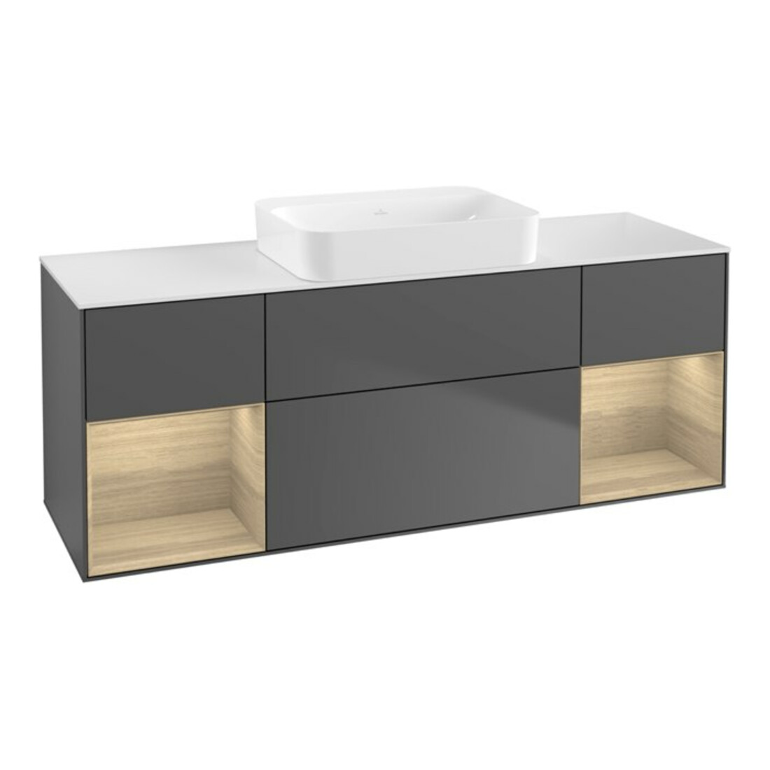 V&B Waschtischunterschrank Wandbeleuchtung Finion 160x60,3x50,1cm, Reg Oa ven, Anthrac. m