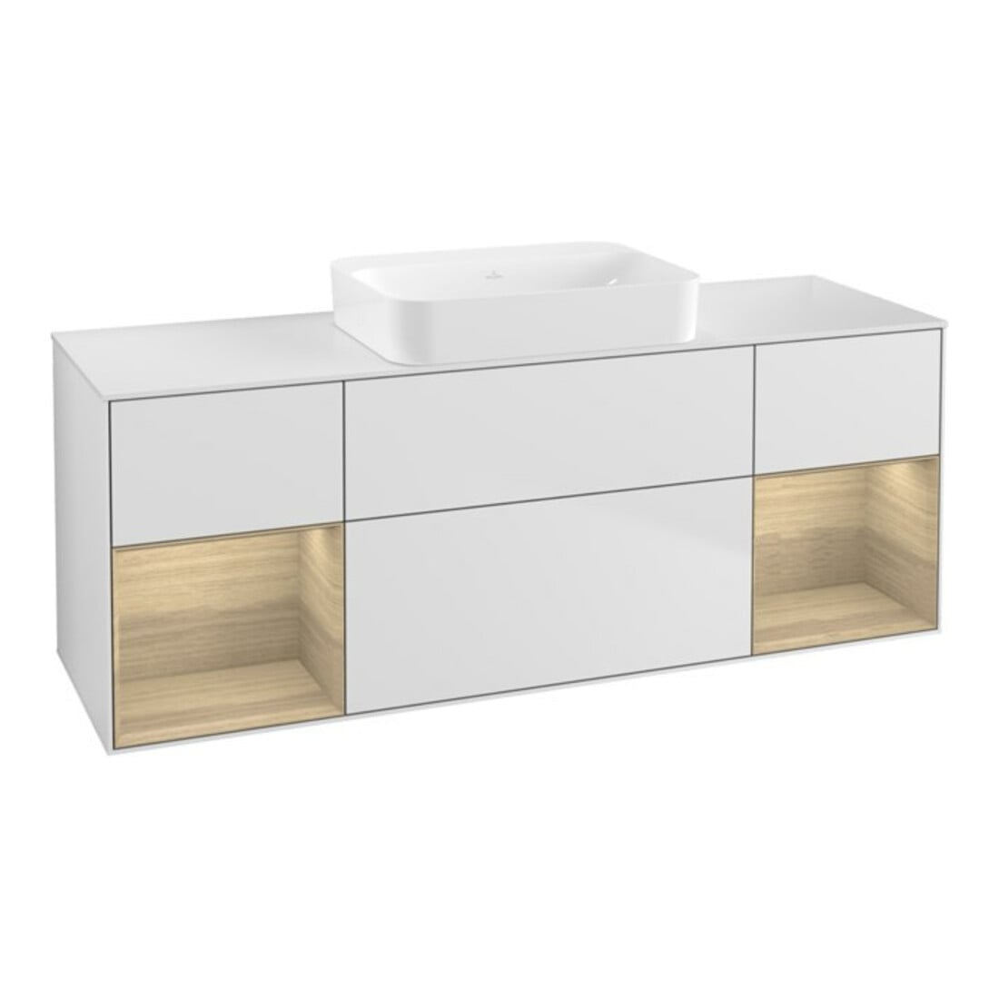 V&B Waschtischunterschrank Wandbeleuchtung Finion 160x60,3x50,1cm, Reg Oa ven, wh. m Lac