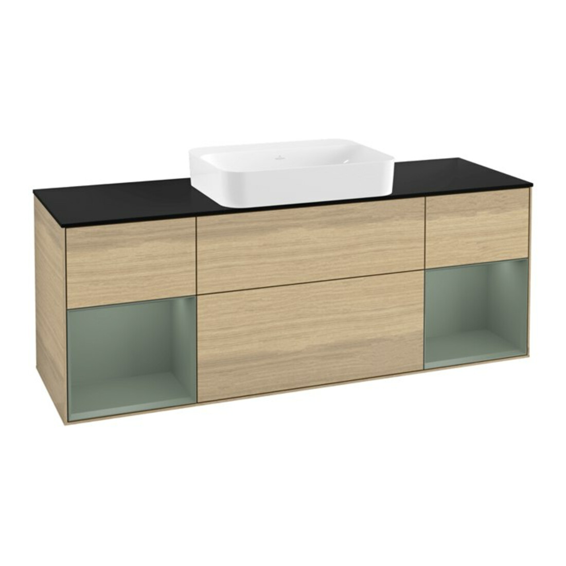 V&B Waschtischunterschrank Wandbeleuchtung Finion 160x60,3x50,1cm, Reg Oli. m Lac, Oa ven