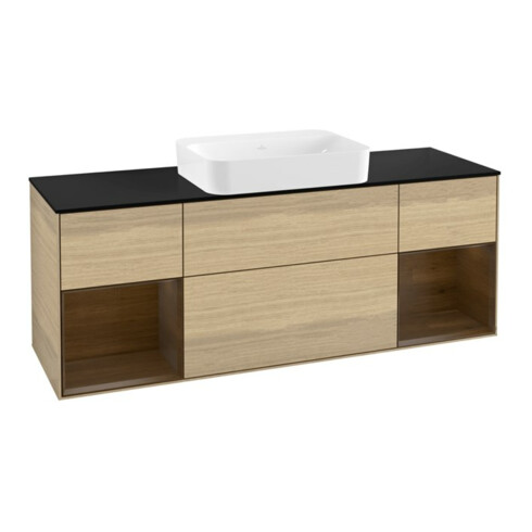 V&B Waschtischunterschrank Wandbeleuchtung Finion 160x60,3x50,1cm, Reg wal ven, Oak Veneer
