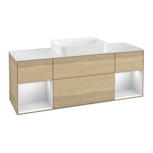 V&B Waschtischunterschrank Wandbeleuchtung Finion 160x60,3x50,1cm, Reg wh. m Lac, Oa ven