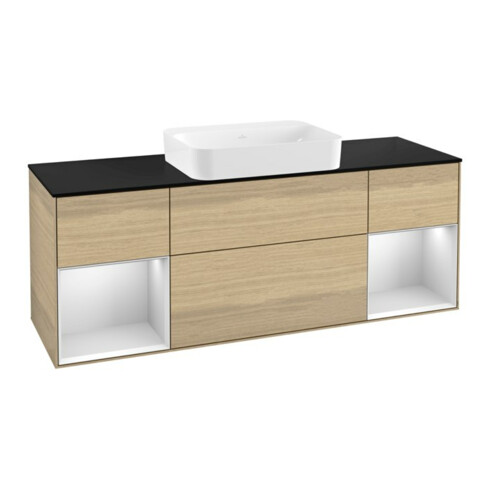 V&B Waschtischunterschrank Wandbeleuchtung Finion 160x60,3x50,1cm, Reg wh. m Lac, Oa ven