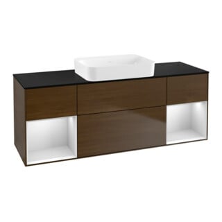 V&B Waschtischunterschrank Wandbeleuchtung Finion 160x60,3x50,1cm, Reg wh. m Lac, wal ven