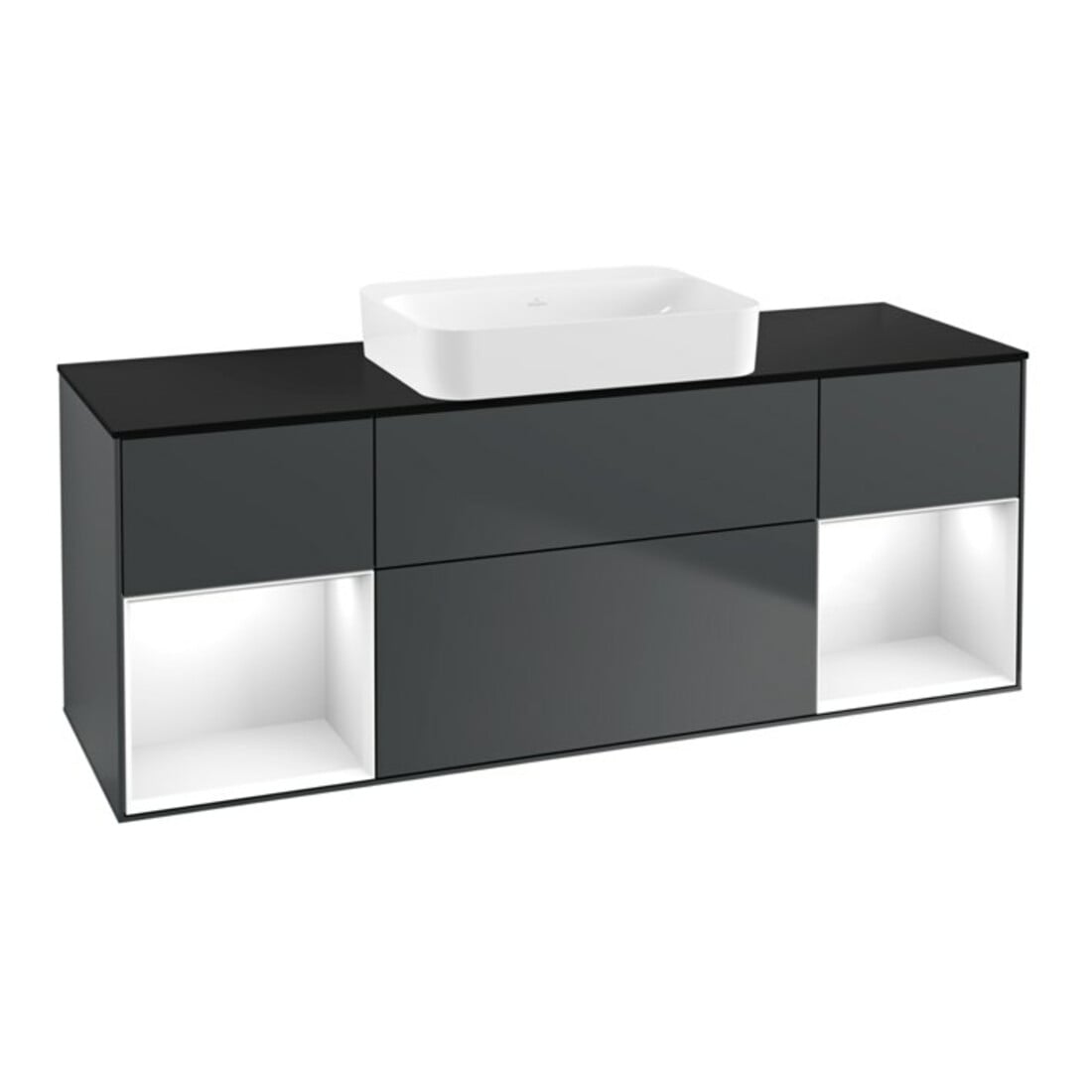 V&B Waschtischunterschrank Wandbeleuchtung Finion 160x60,3x50,1cm, Rg g w La, md bl. m Lac