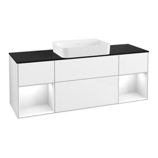 V&B Waschtischunterschrank Wandbeleuchtung Finion 160x60,3x50,1cm, Rg g w Lac, glo wh. Lac