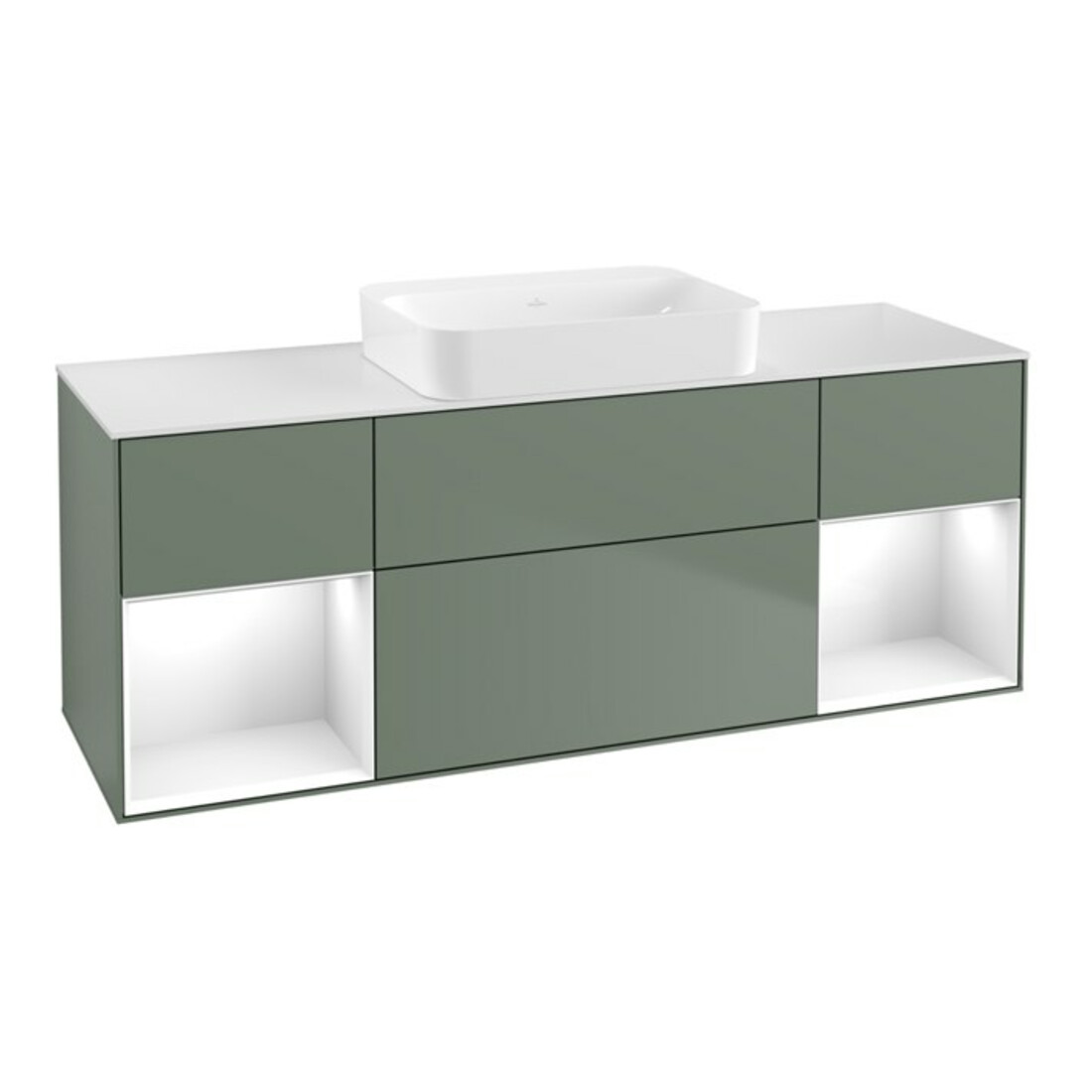 V&B Waschtischunterschrank Wandbeleuchtung Finion 160x60,3x50,1cm, Rg g w Lac, Oli. m Lac