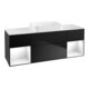 V&B Waschtischunterschrank Wandbeleuchtung Finion 160x60,3x50,1cm, Rg g wh. Lac, bla m Lac-1