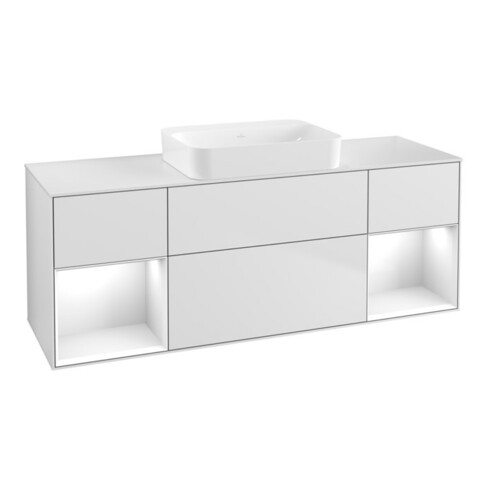 V&B Waschtischunterschrank Wandbeleuchtung Finion 160x60,3x50,1cm, Rg g wh. Lac, wh. m Lac