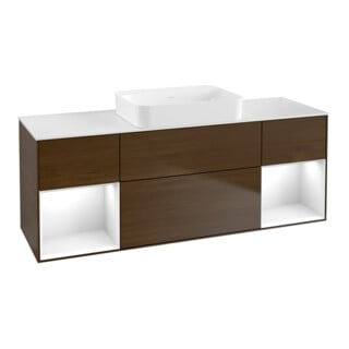 V&B Waschtischunterschrank Wandbeleuchtung Finion 160x60,3x50,1cm, Rg glo wh. Lac, wal ven