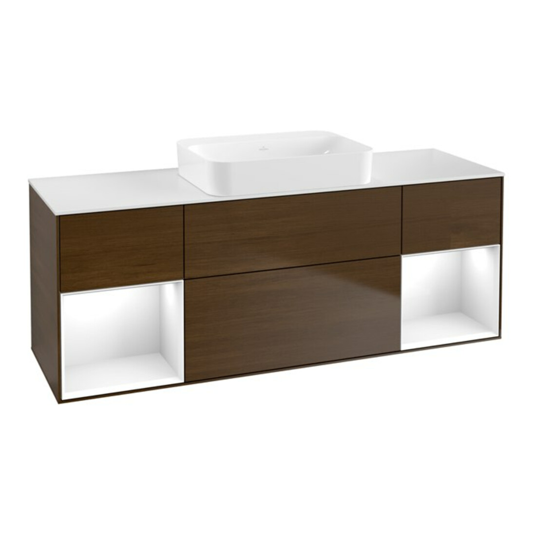 V&B Waschtischunterschrank Wandbeleuchtung Finion 160x60,3x50,1cm, Rg glo wh. Lac, wal ven