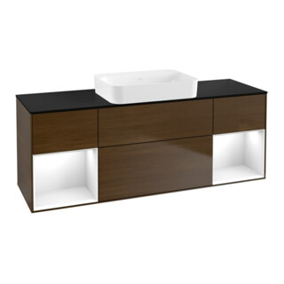 V&B Waschtischunterschrank Wandbeleuchtung Finion 160x60,3x50,1cm, Rg glo wh. Lac, wal ven