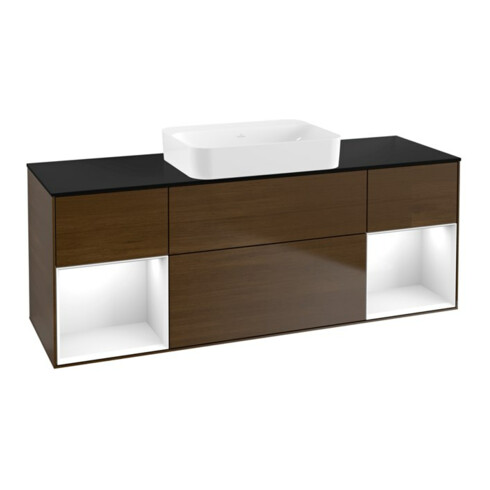 V&B Waschtischunterschrank Wandbeleuchtung Finion 160x60,3x50,1cm, Rg glo wh. Lac, wal ven