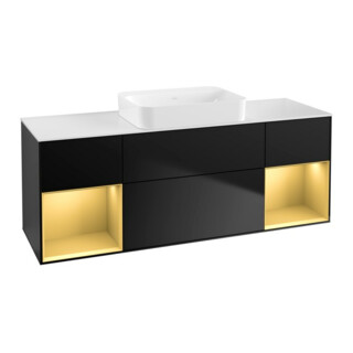 V&B Waschtischunterschrank Wandbeleuchtung Finion 160x60,3x50,1cm, Rg gol m Lac, bla m Lac
