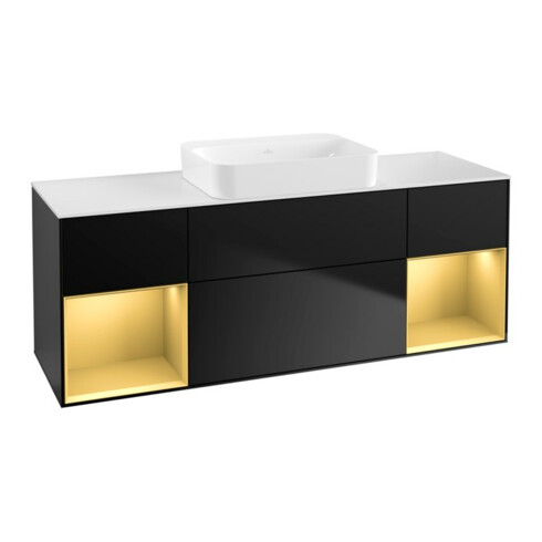 V&B Waschtischunterschrank Wandbeleuchtung Finion 160x60,3x50,1cm, Rg gol m Lac, bla m Lac