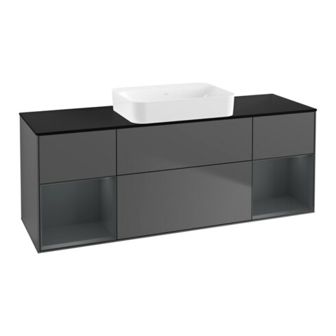 V&B Waschtischunterschrank Wandbeleuchtung Finion 160x60,3x50,1cm, Rg md m Lac, Anthrac. m