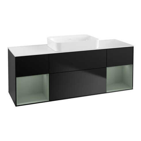 V&B Waschtischunterschrank Wandbeleuchtung Finion 160x60,3x50,1cm, Rg Ol m Lac, bla m Lac