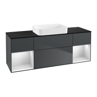 V&B Waschtischunterschrank Wandbeleuchtung Finion 160x60,3x50,1cm, Rg w m La, md bl. m Lac