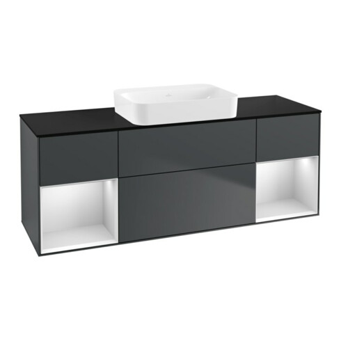 V&B Waschtischunterschrank Wandbeleuchtung Finion 160x60,3x50,1cm, Rg w m La, md bl. m Lac