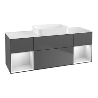V&B Waschtischunterschrank Wandbeleuchtung Finion 160x60,3x50,1cm, Rg w m Lac, Anthrac. m