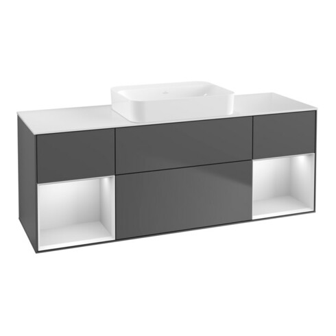 V&B Waschtischunterschrank Wandbeleuchtung Finion 160x60,3x50,1cm, Rg w m Lac, Anthrac. m