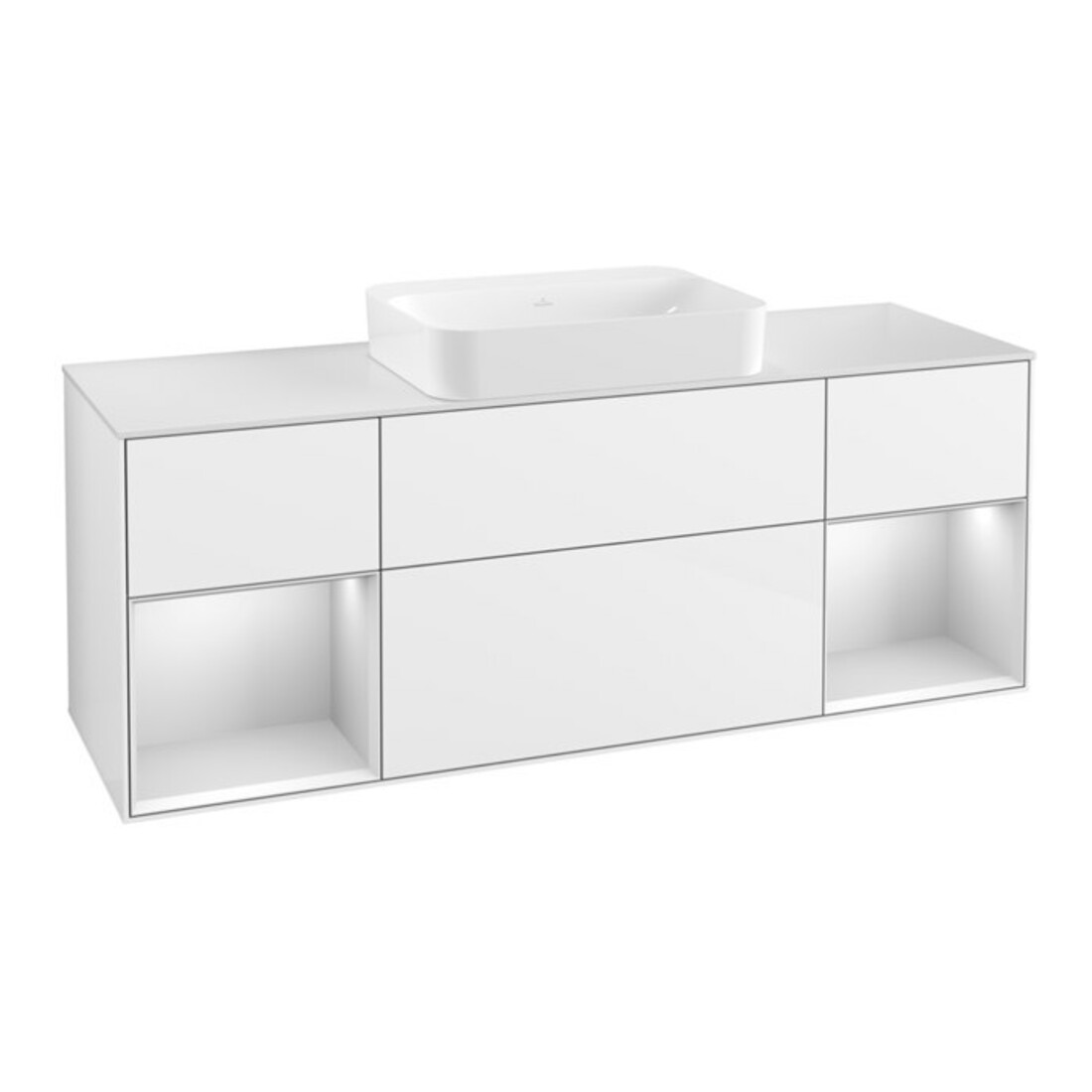 V&B Waschtischunterschrank Wandbeleuchtung Finion 160x60,3x50,1cm, Rg w m Lac, glo wh. Lac