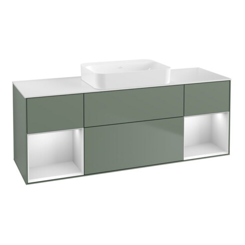 V&B Waschtischunterschrank Wandbeleuchtung Finion 160x60,3x50,1cm, Rg w m Lac, Oli. m Lac