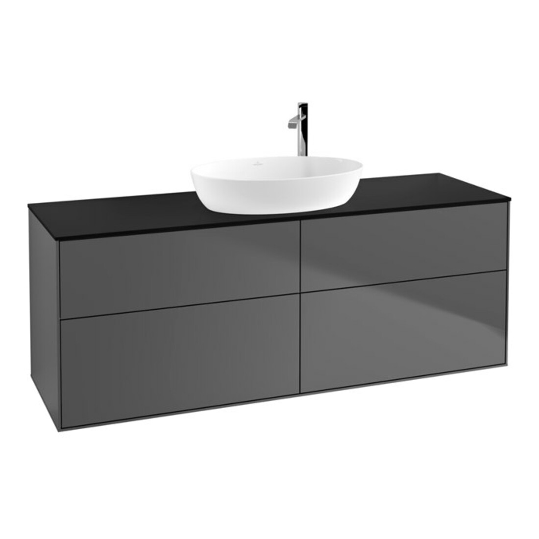 V&B Waschtischunterschrank Wandbeleuchtung Finion 160x60cm, Abd.-Pl. bla m, Anthrac. matt