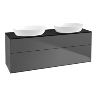 V&B Waschtischunterschrank Wandbeleuchtung Finion 160x60cm, Abd.-Pl. bla m, Anthrac. matt
